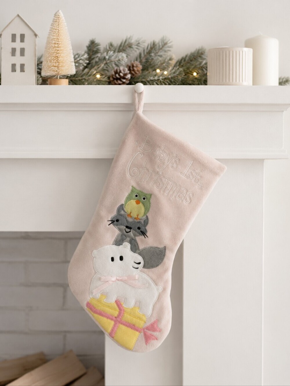 "Baby's First Christmas" Stocking,  Pink, Girl, NWT